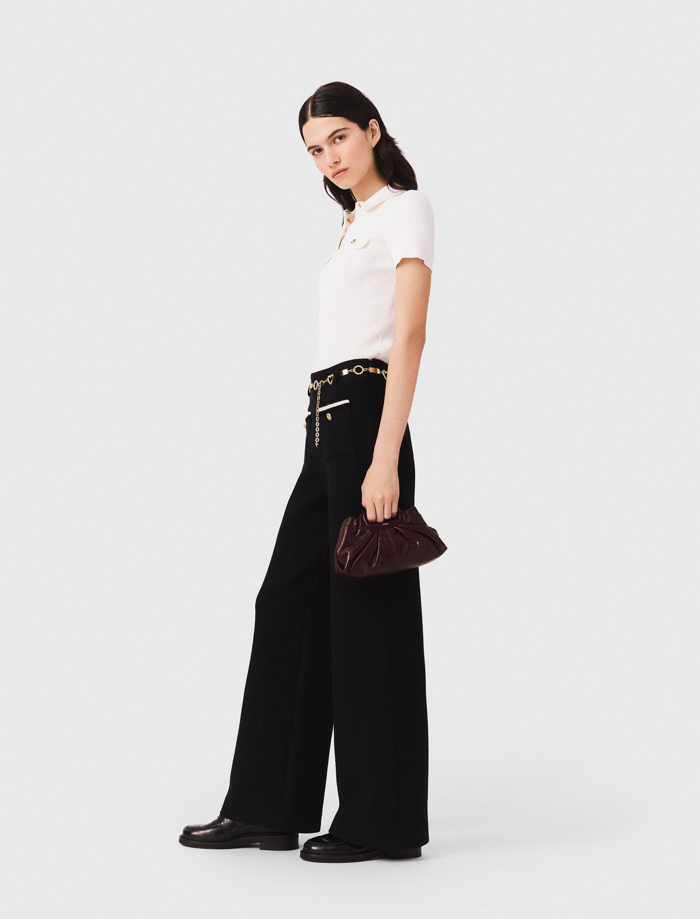 Lurex tweed trousers Black