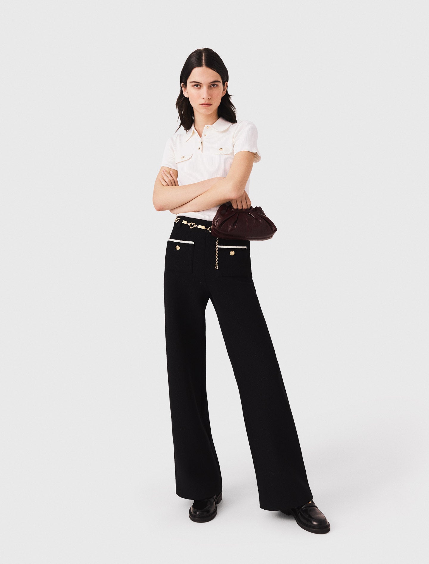 Lurex tweed trousers Black