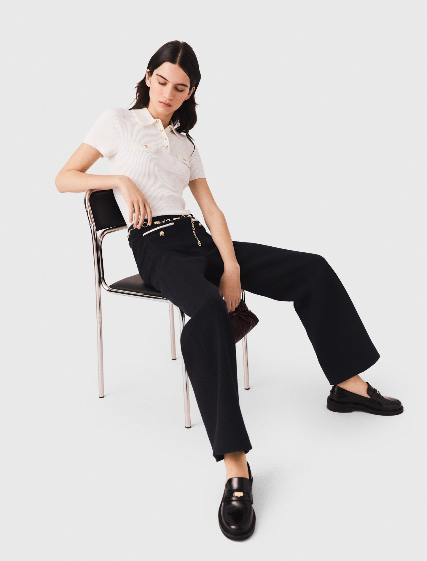 Lurex tweed trousers Black