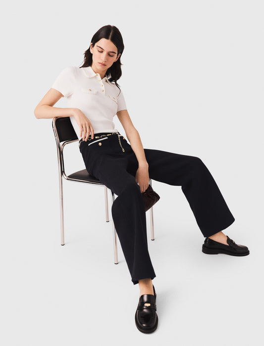 Lurex tweed trousers Black