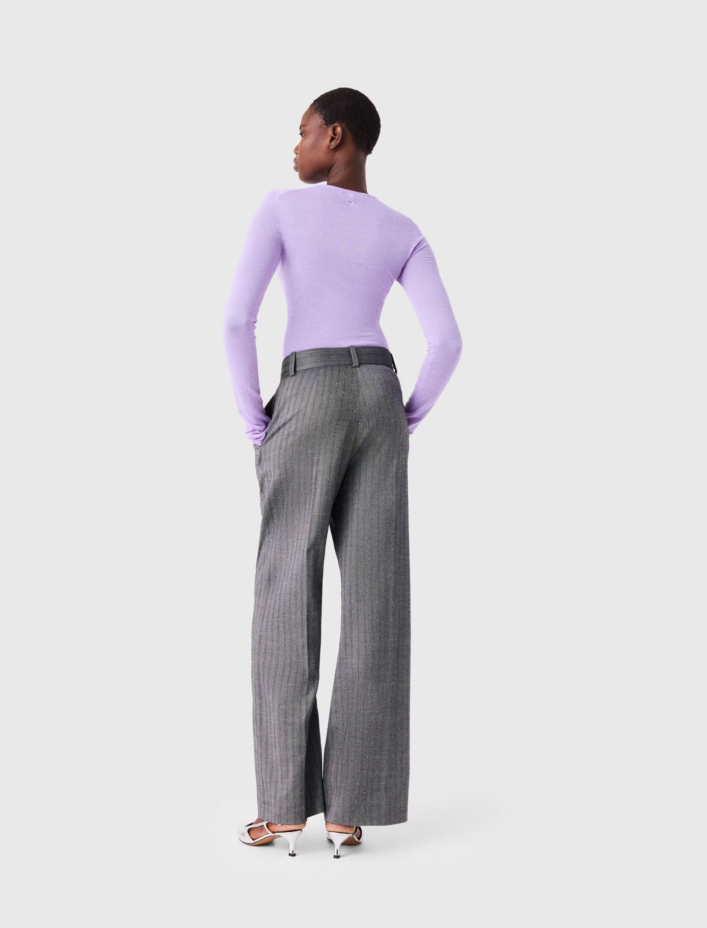 Rhinestone suit trousers Grey