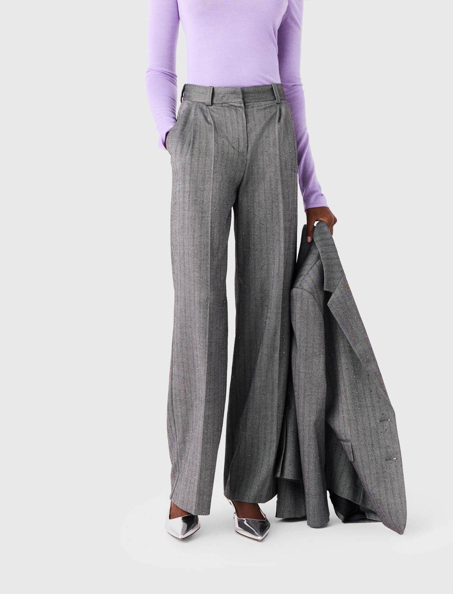 Rhinestone suit trousers Grey