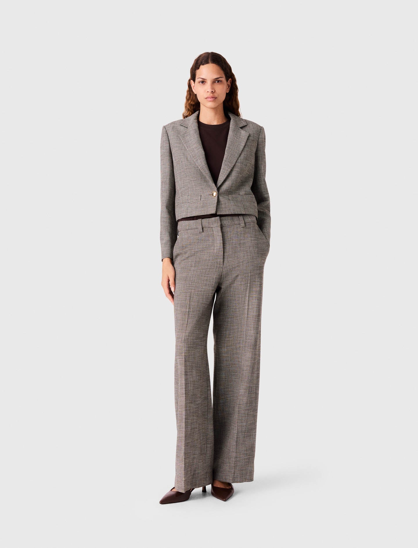 Checked Suit Trousers Brown