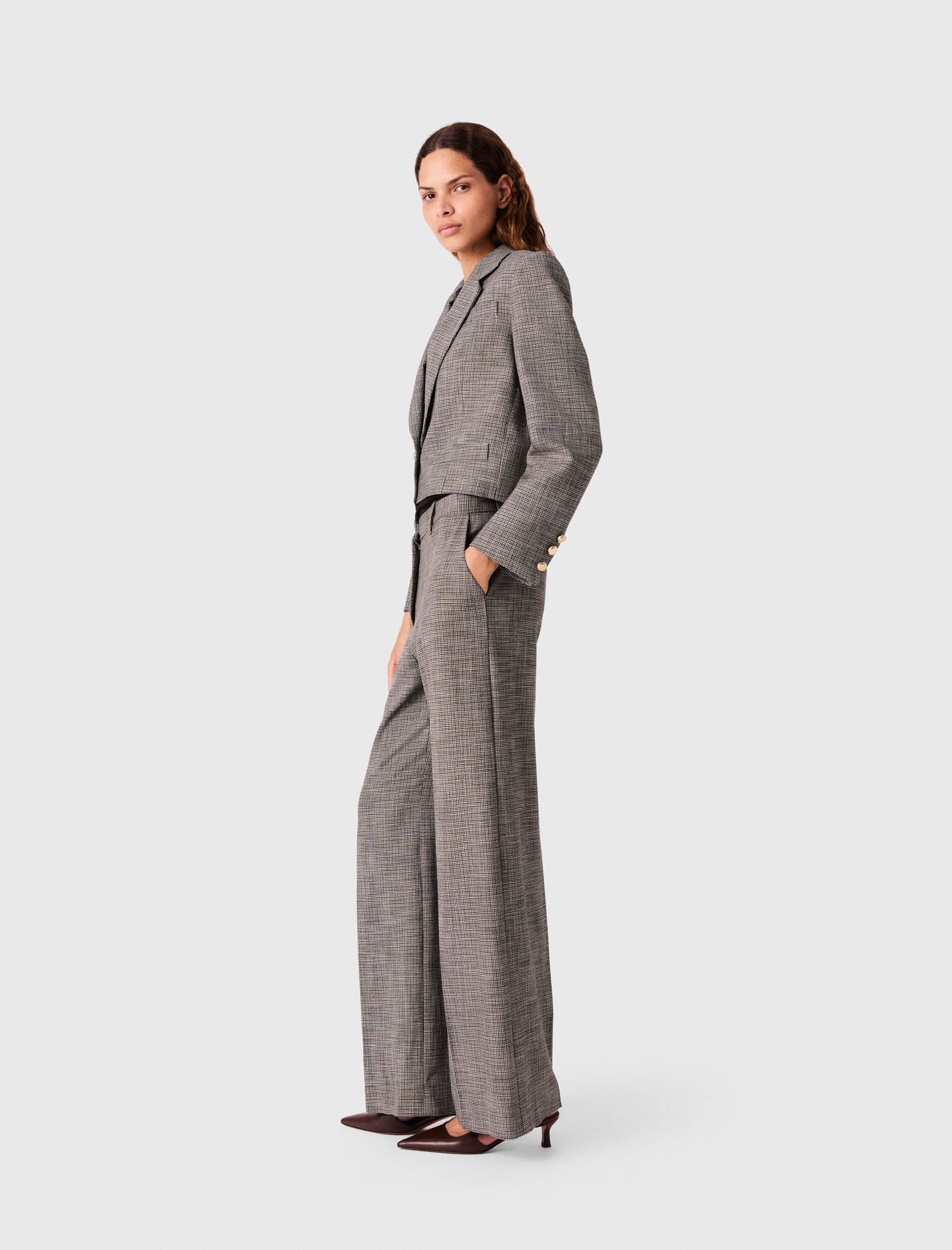 Checked Suit Trousers Brown