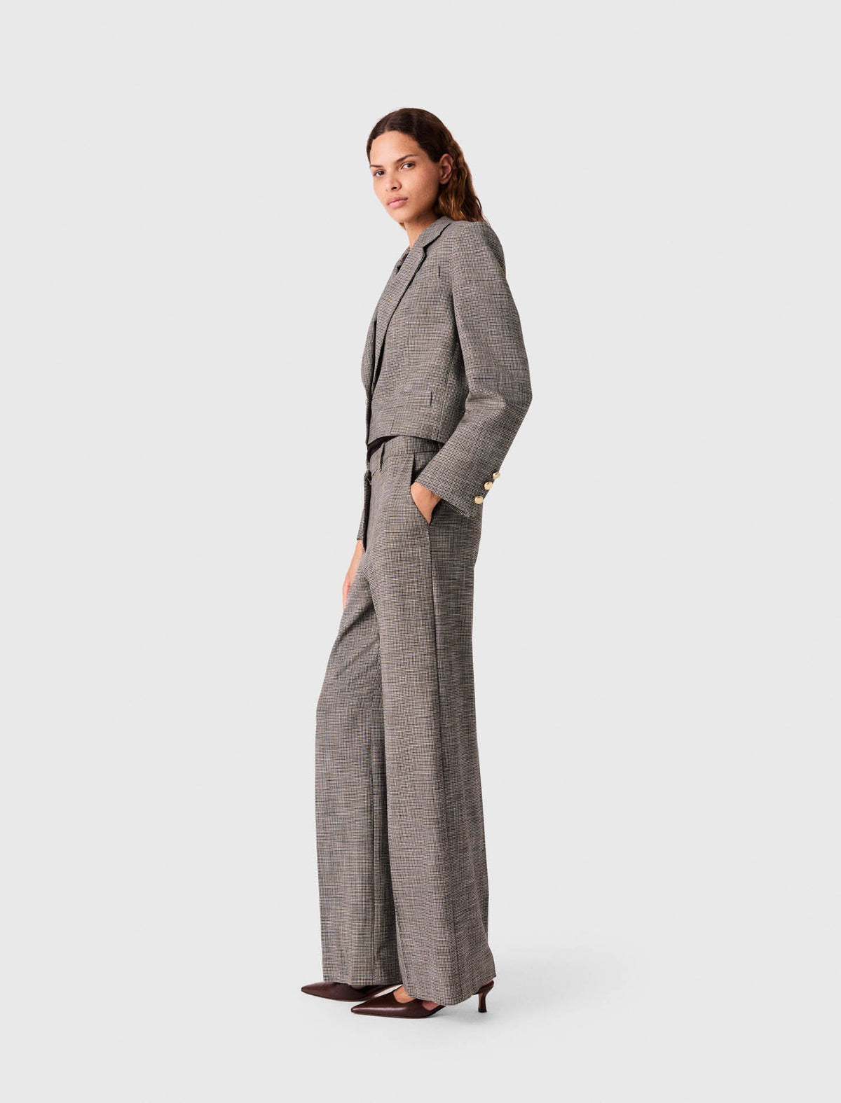 Checked Suit Trousers Brown