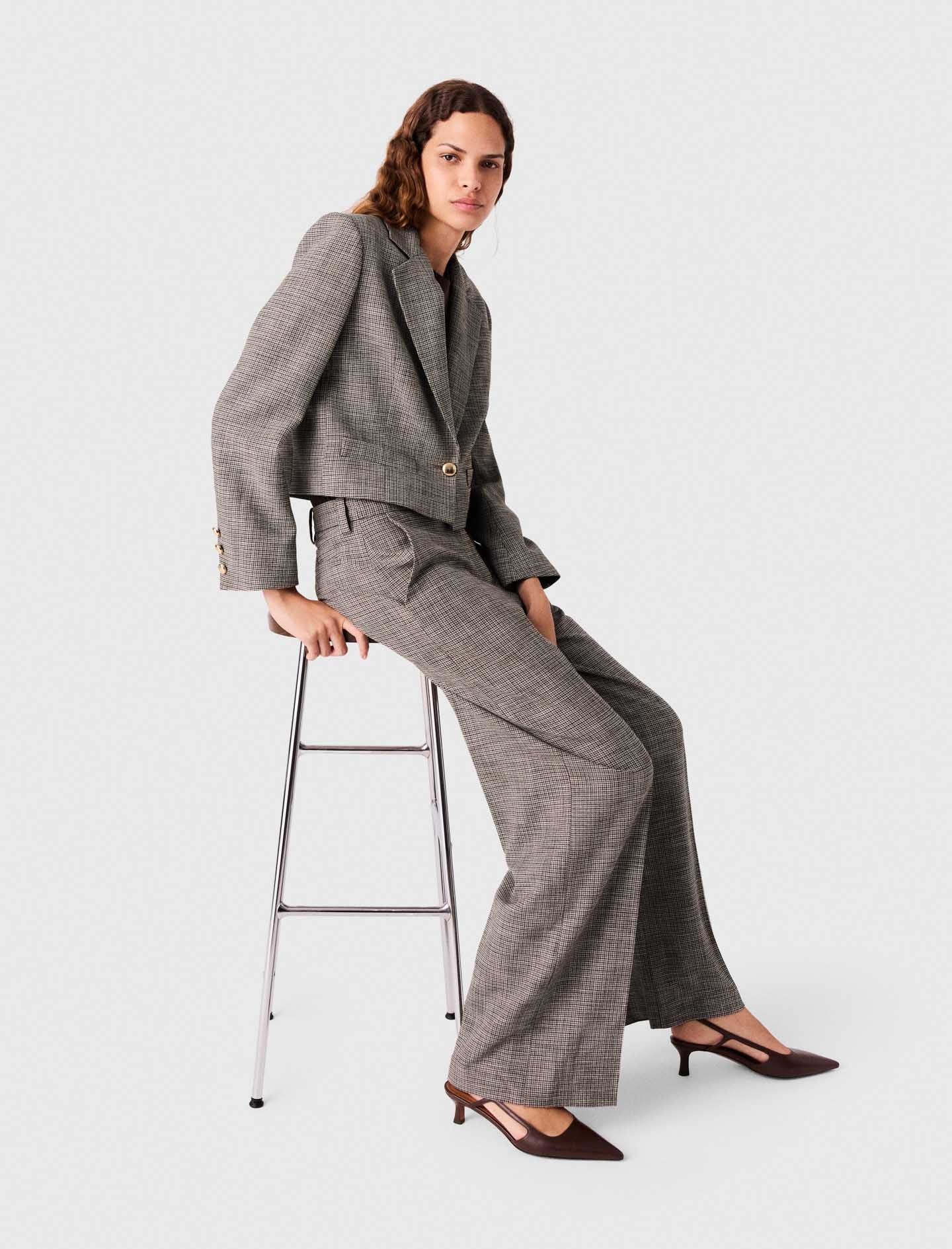 Checked Suit Trousers Brown