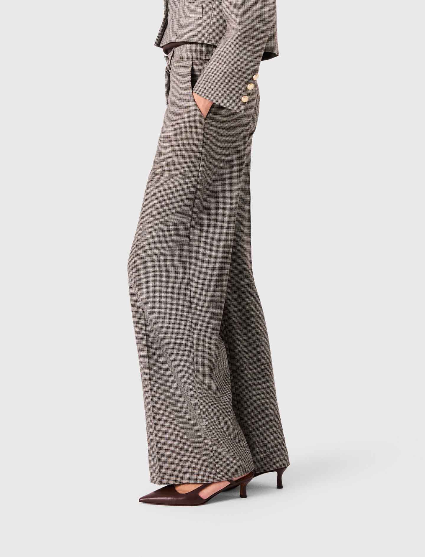 Checked Suit Trousers Brown