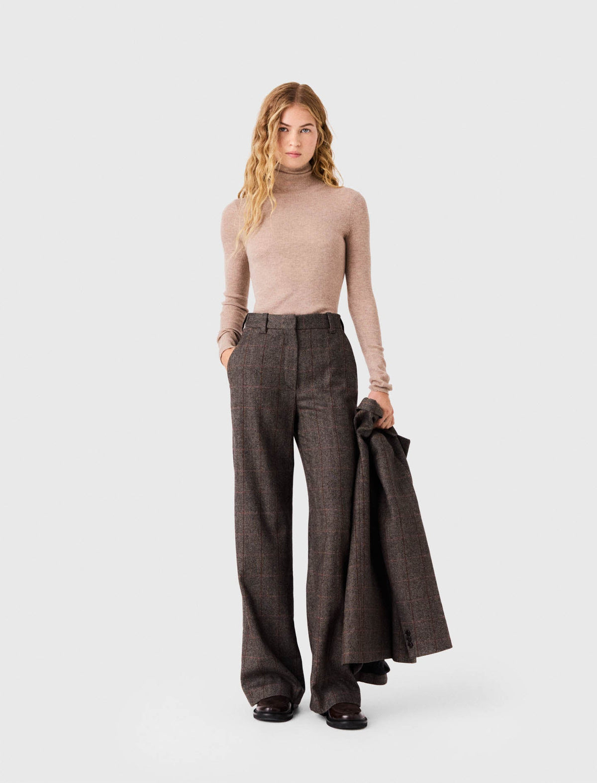 Checked Suit Trousers Brown