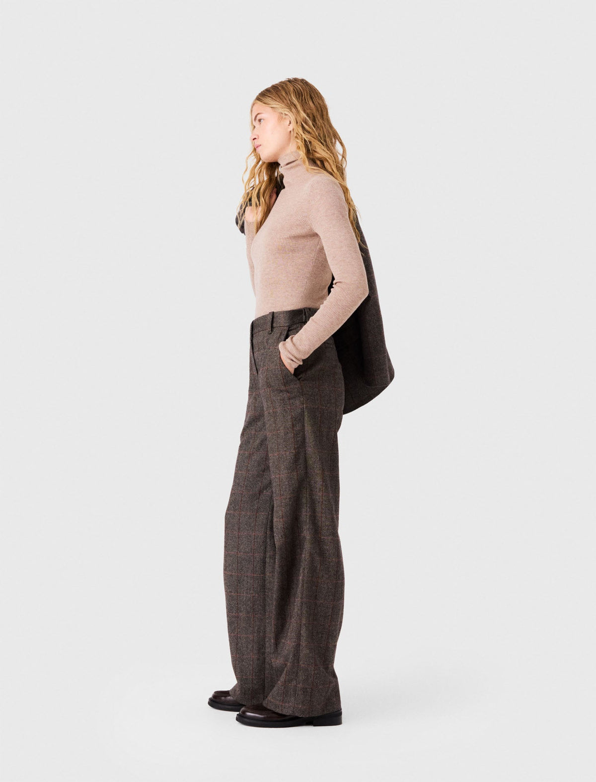 Checked Suit Trousers Brown