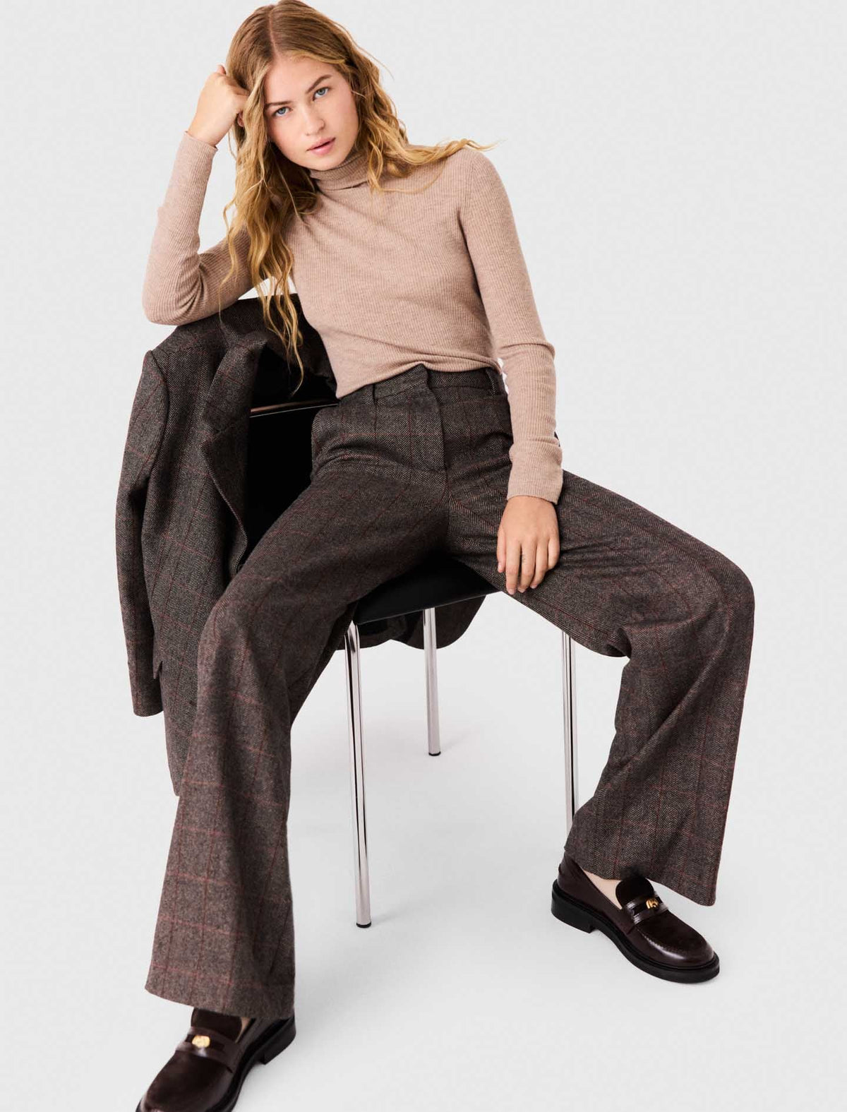 Checked Suit Trousers Brown