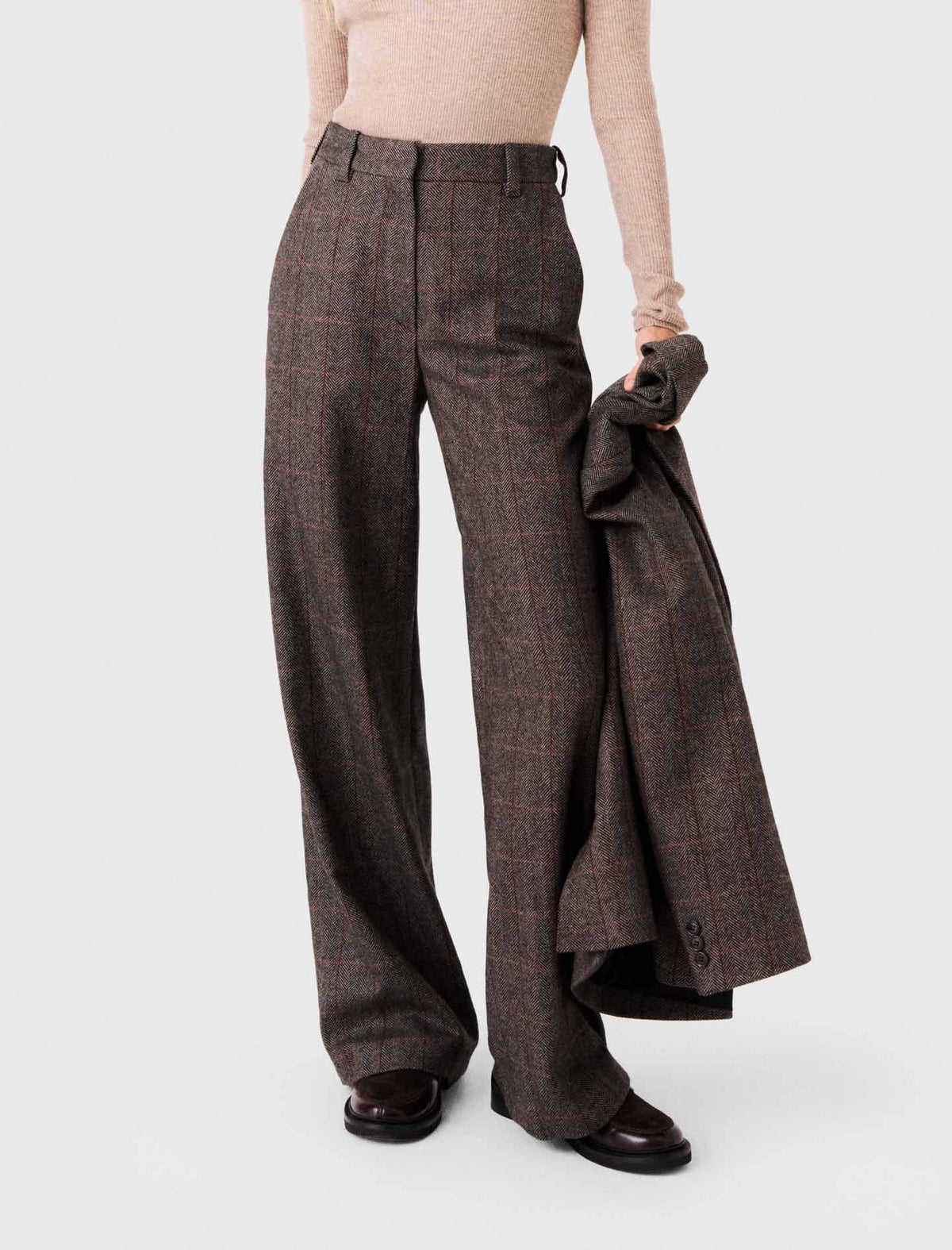 Checked Suit Trousers Brown
