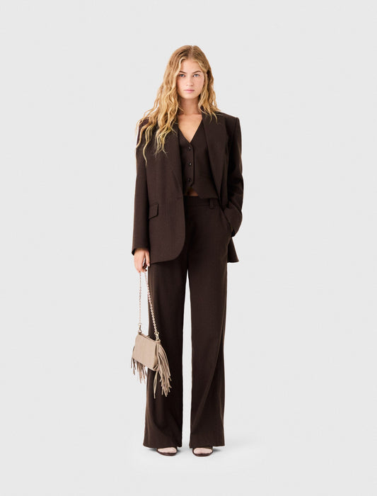 Rhinestone Suit Trousers Brown