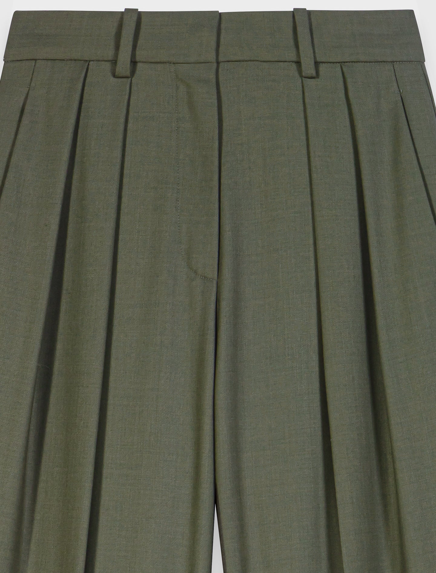 Wide-leg suit trousers with pleats Khaki