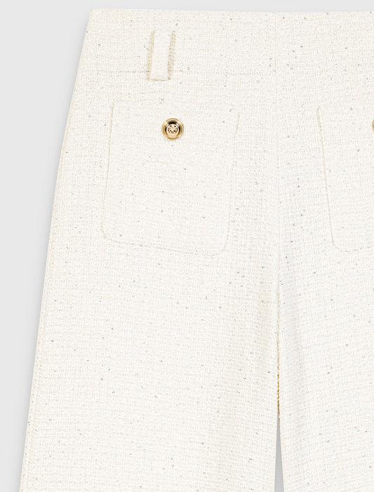 Lurex tweed trousers Ecru
