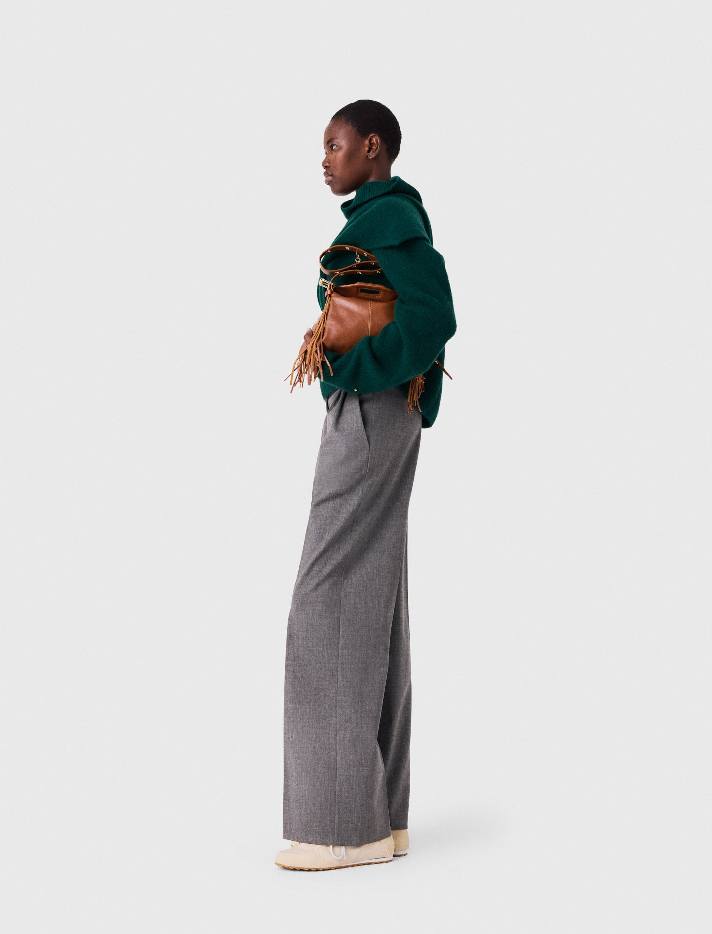 Wide-leg drawstring trousers Grey