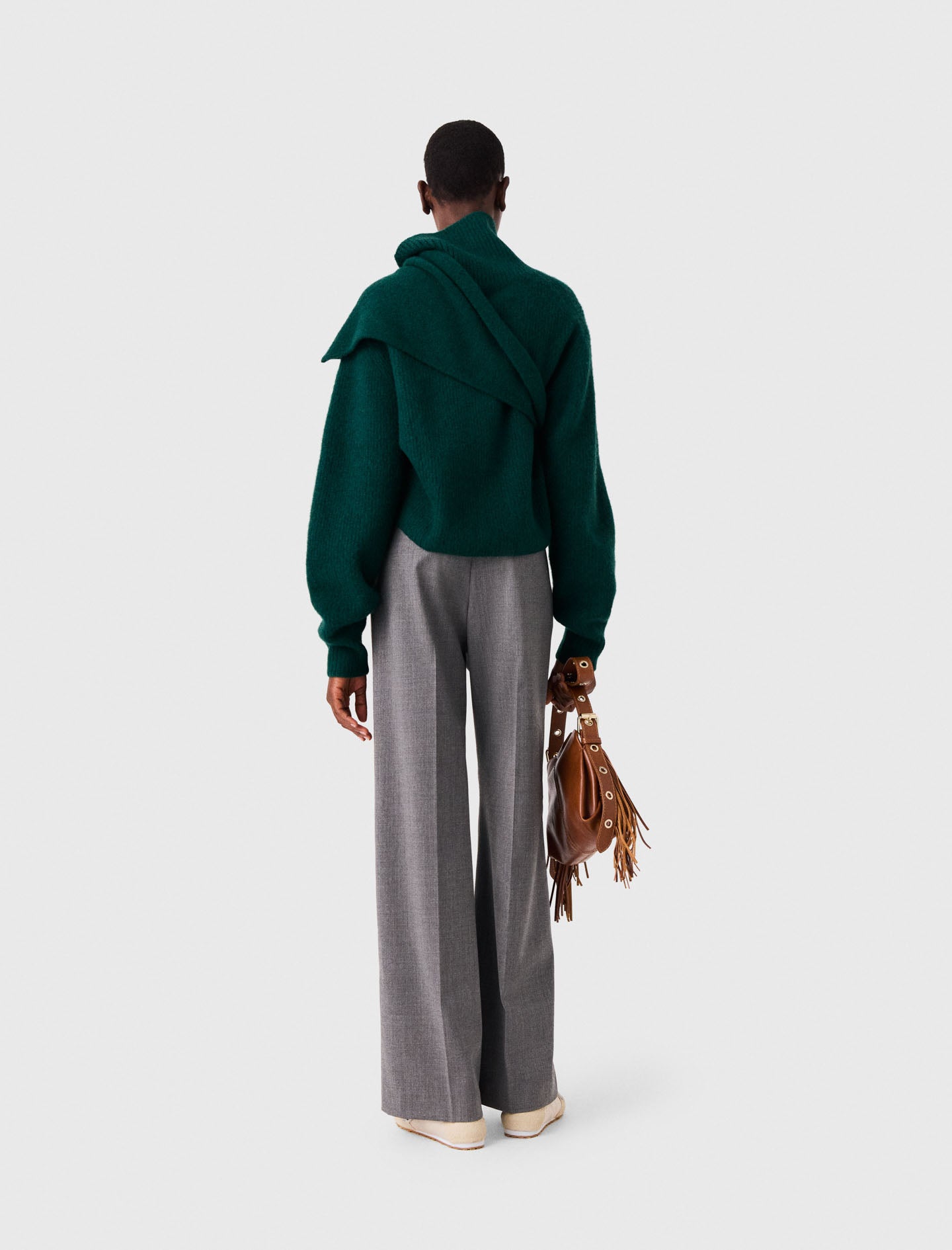 Wide-leg drawstring trousers Grey