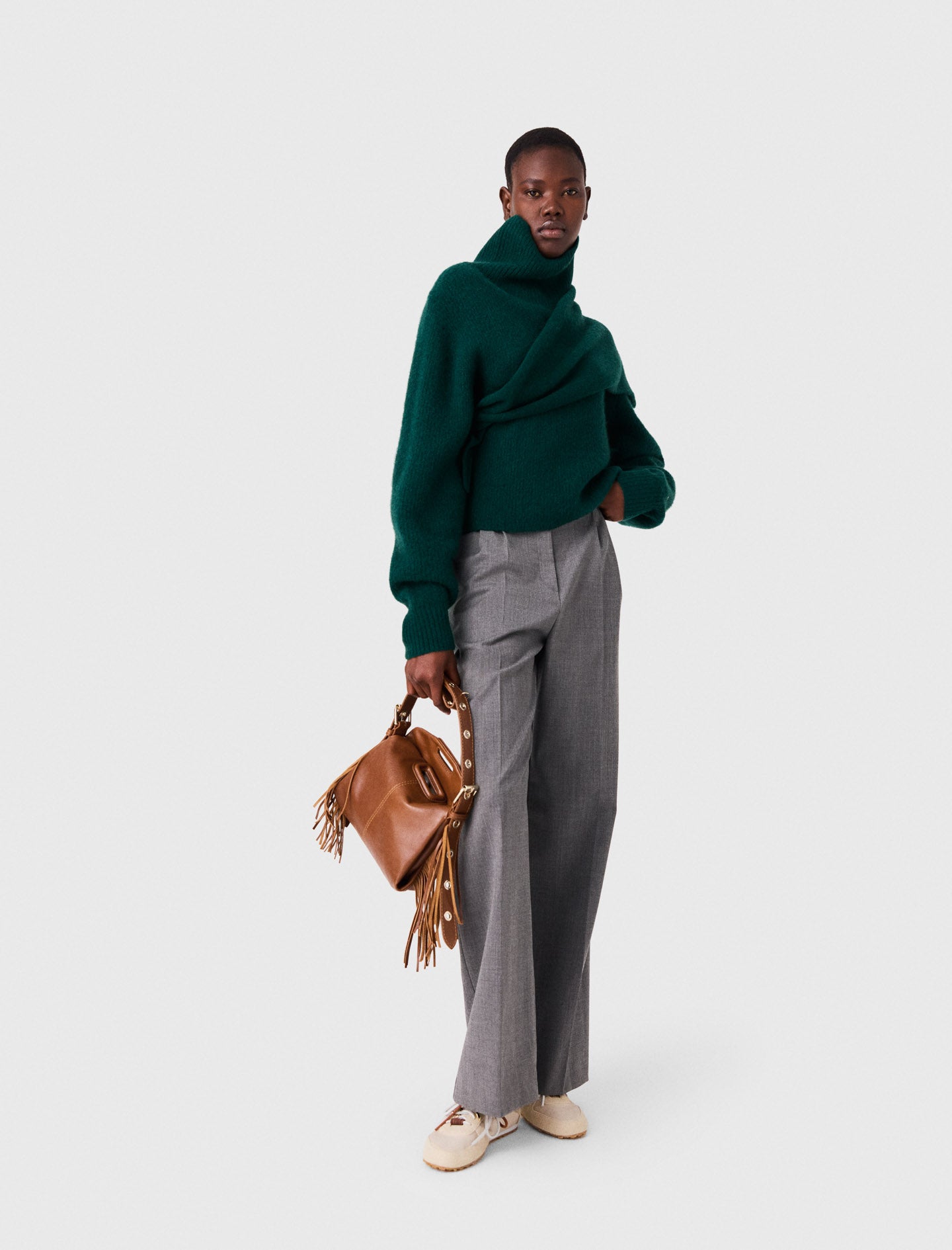 Wide-leg drawstring trousers Grey