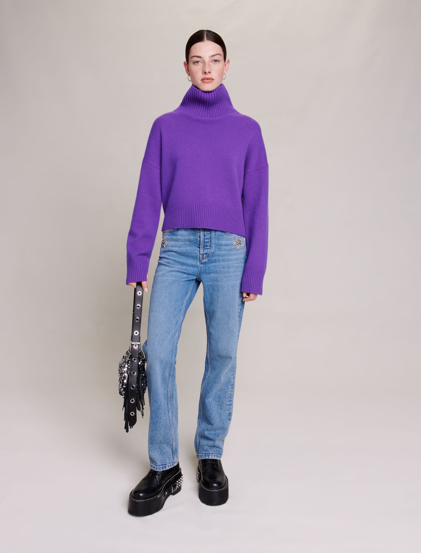 Purple-featured-cashmere jumper