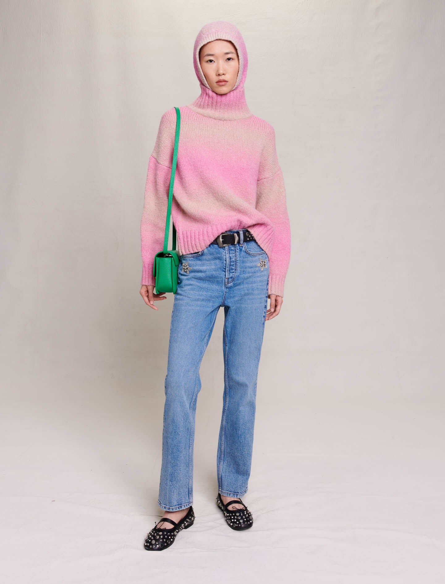 Pink-featured-gradient knit jumper