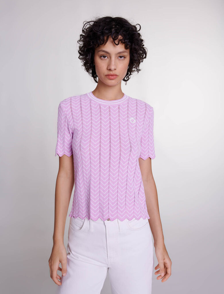 Parma Violet featured Openwork knit top