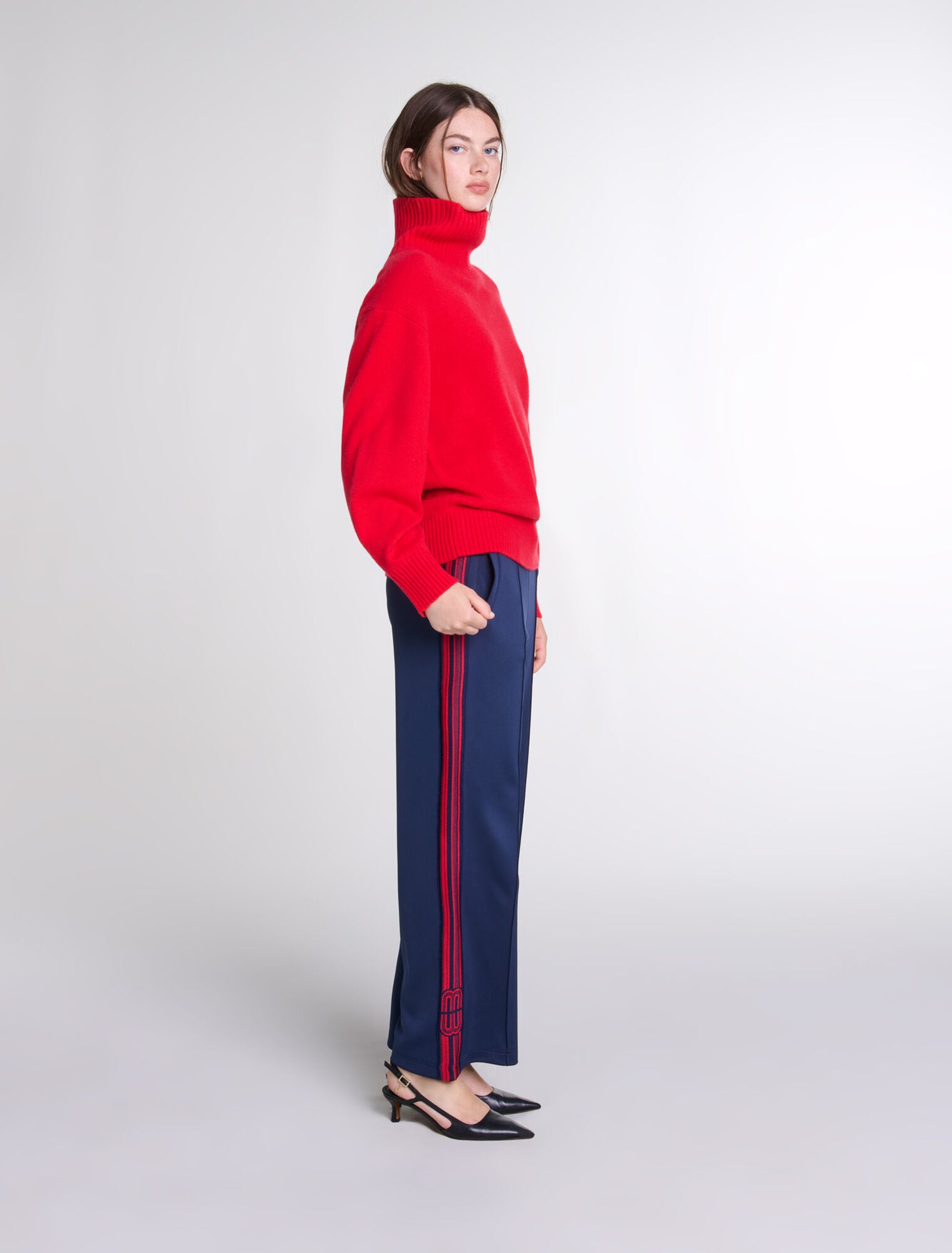 Red  -High-neck cashmere jumper