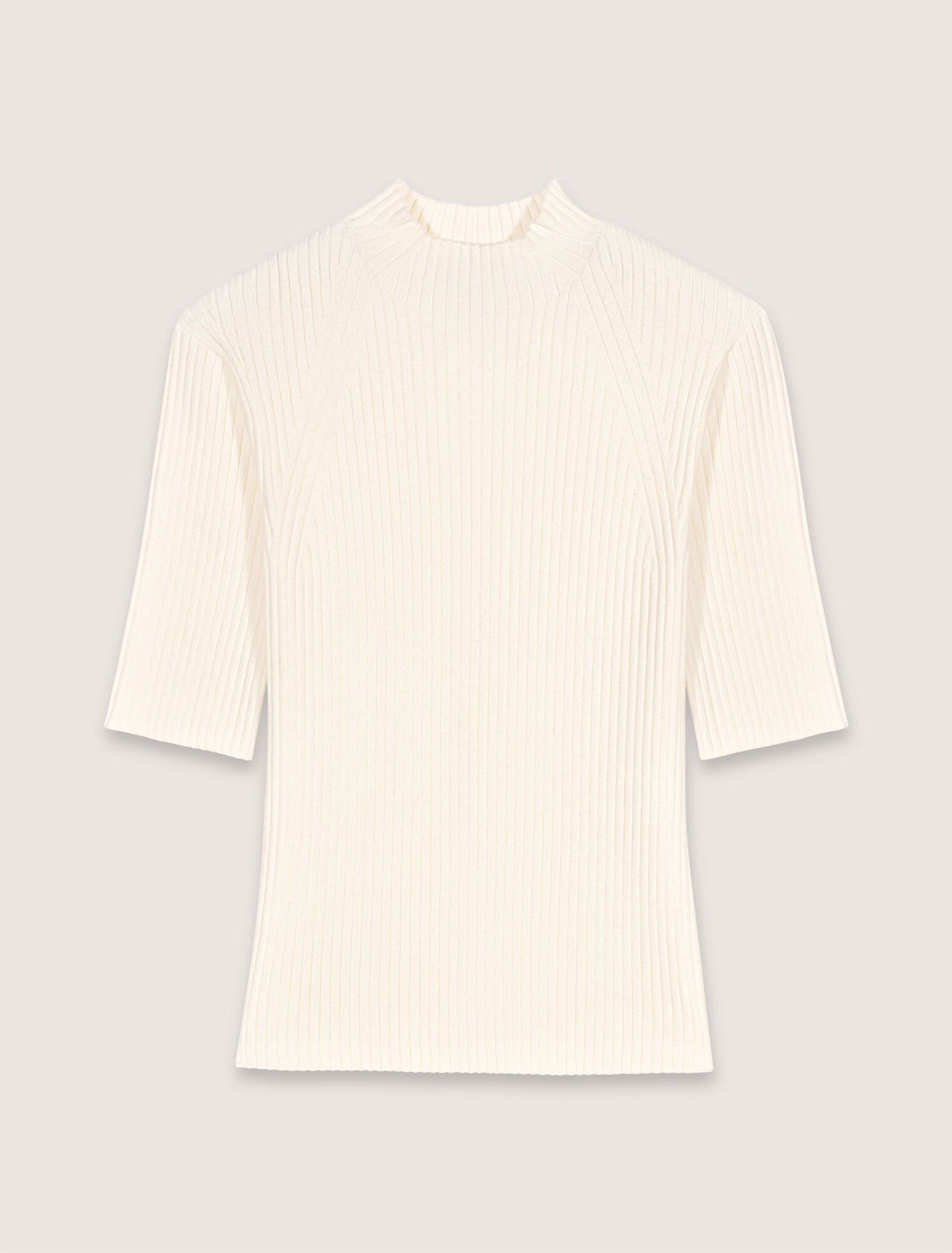 Ecru-Rib knit top