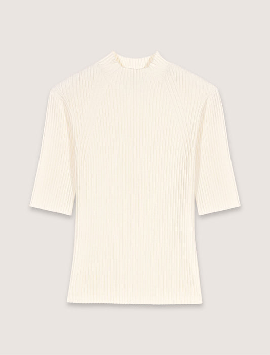 Ecru-Rib knit top