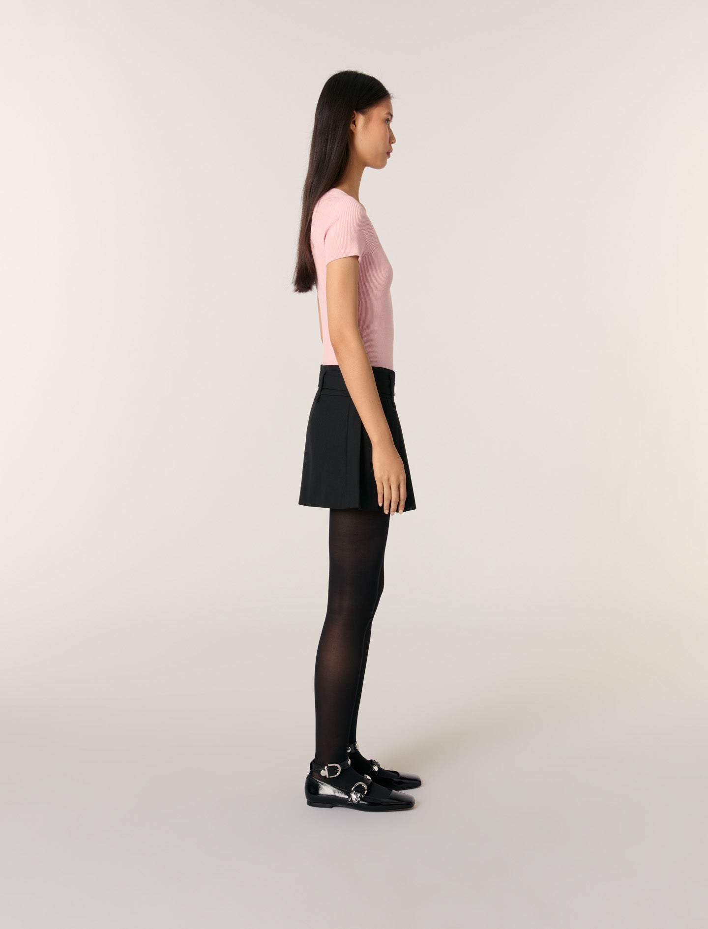Pink-Fine Ribbed T-shirt