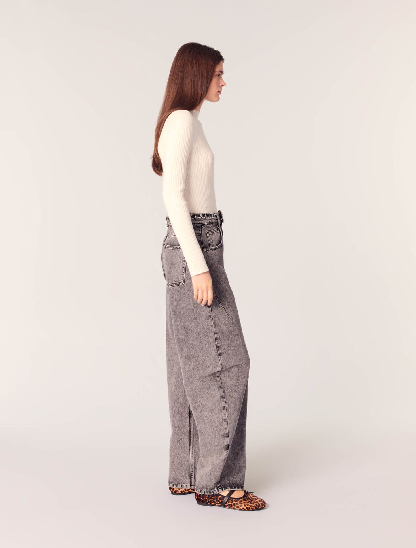Ecru-Rib knit jumper