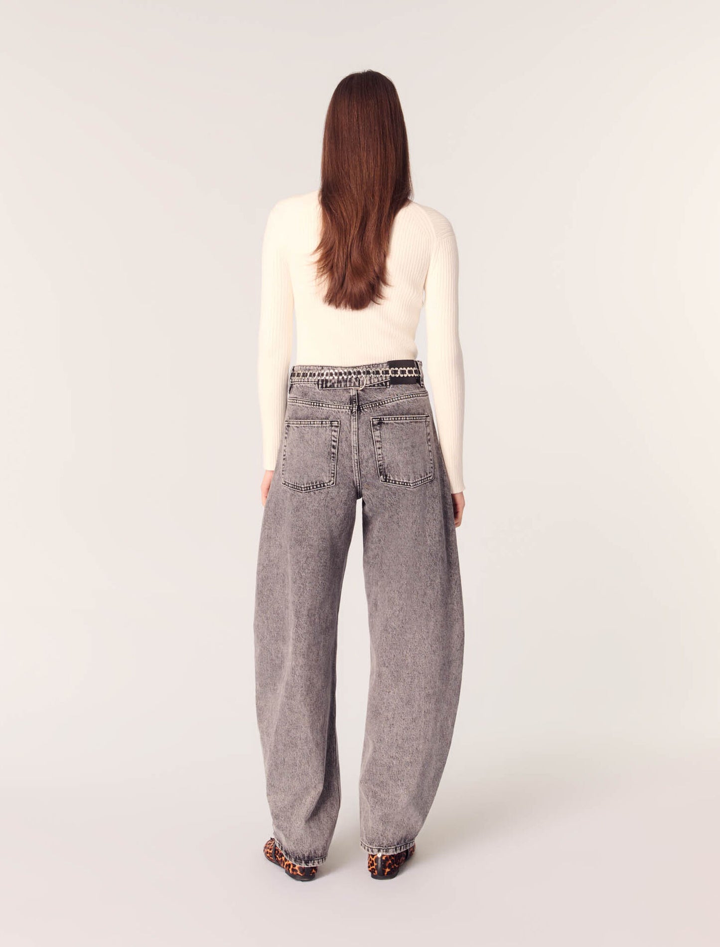 Ecru-Rib knit jumper