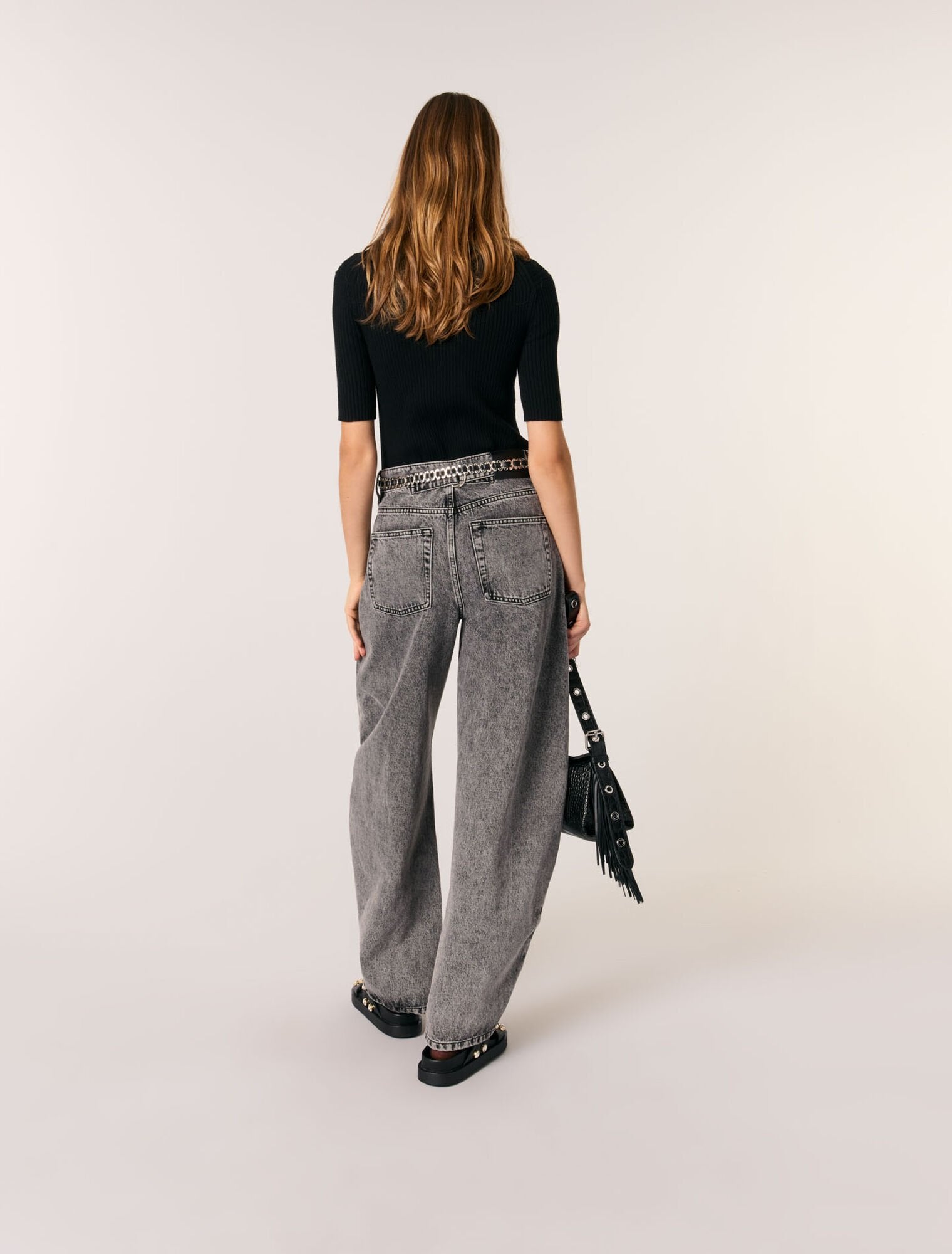 Black Rib knit top