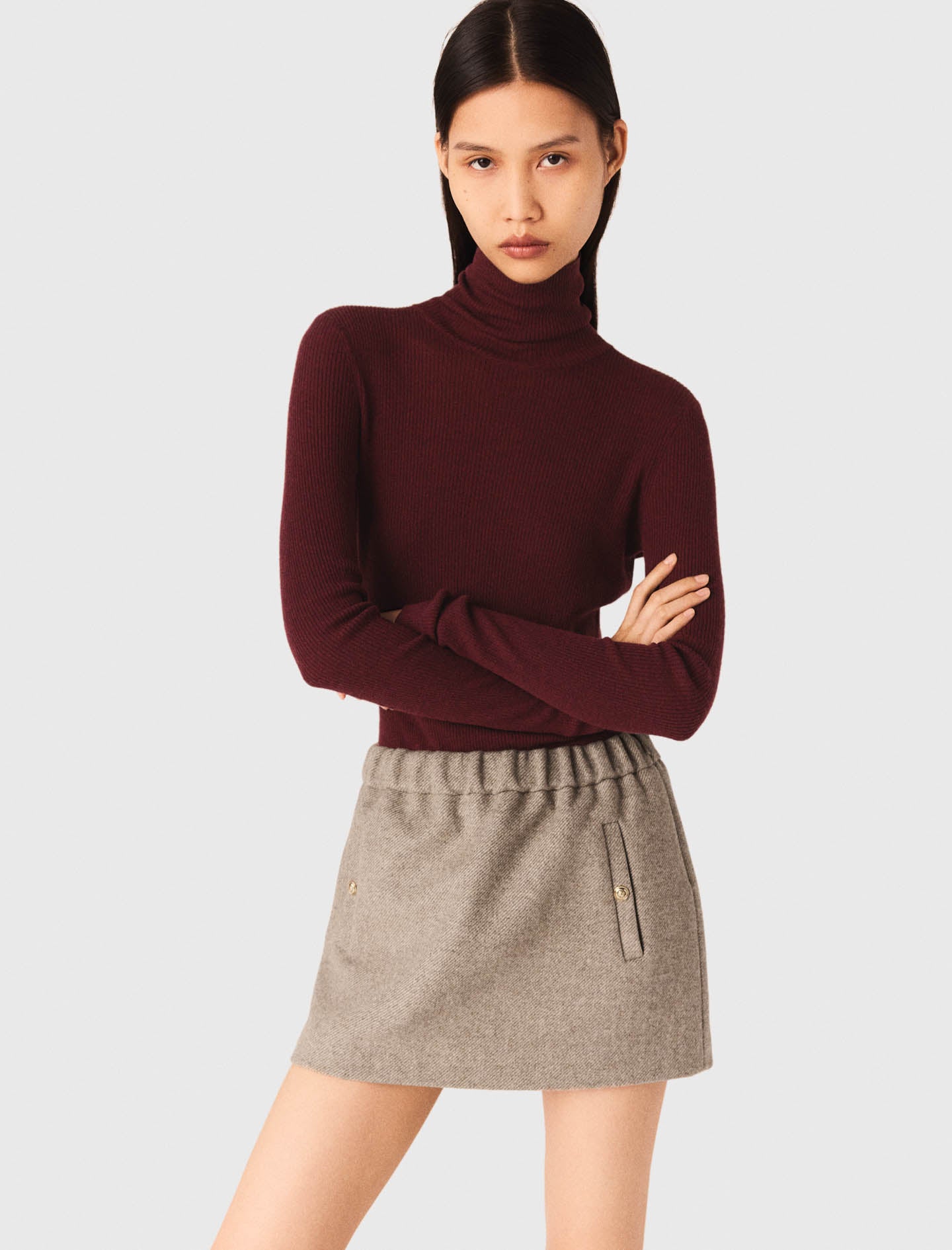 Second-skin roll-neck jumper