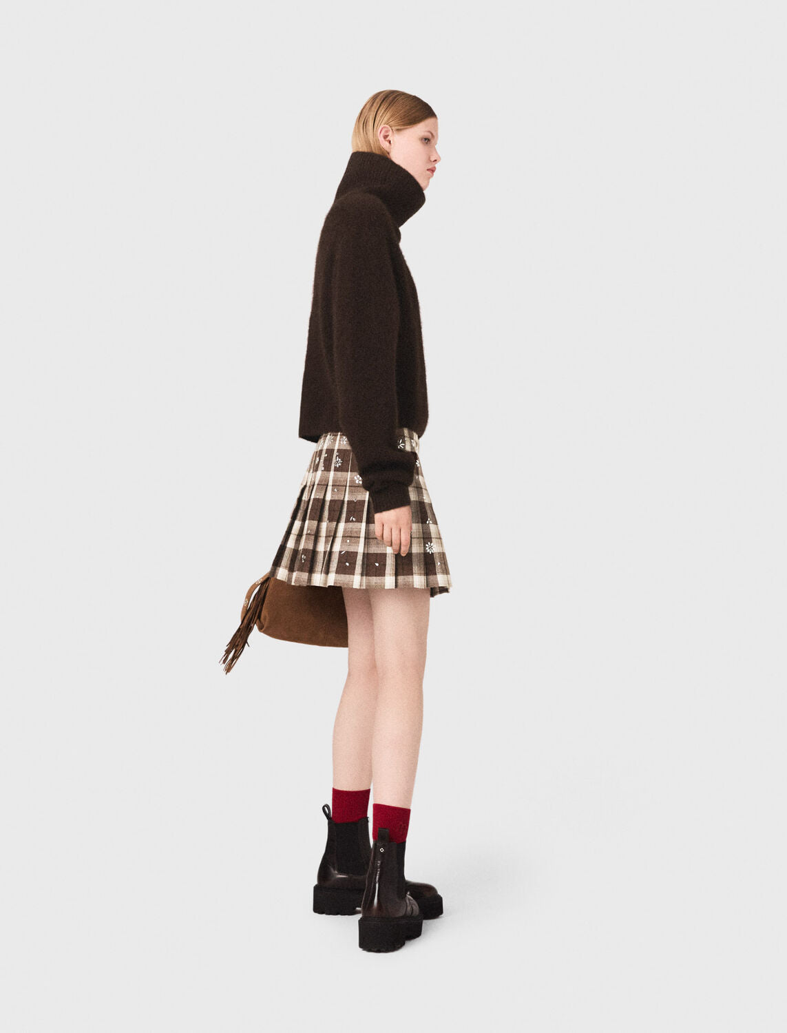 High-neck yak jumper Dark Brown