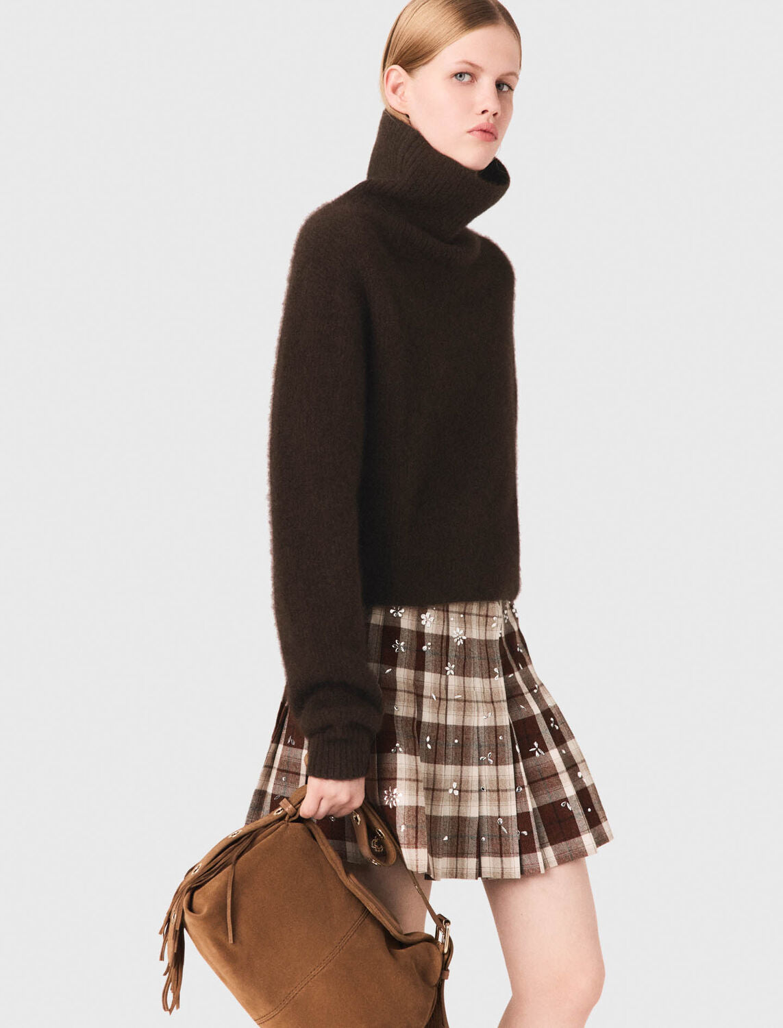 High-neck yak jumper Dark Brown