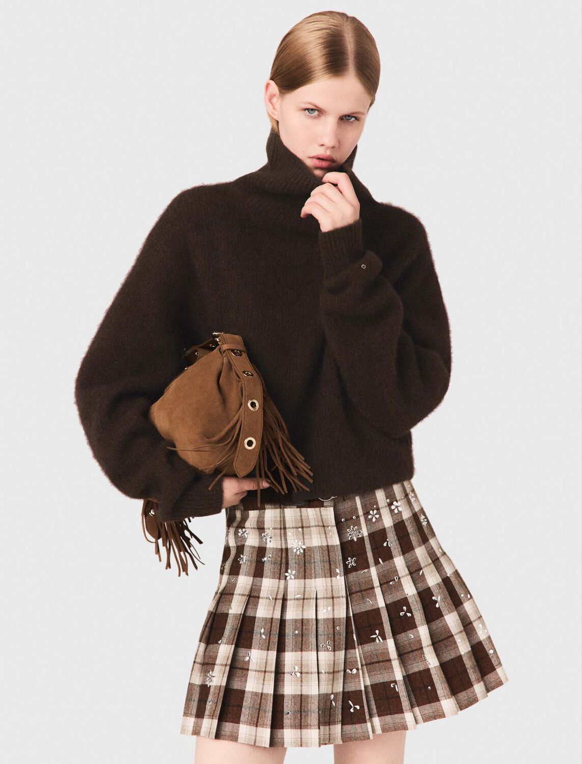High-neck yak jumper Dark Brown