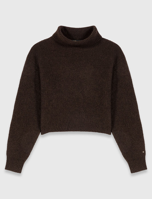 High-neck yak jumper Dark Brown