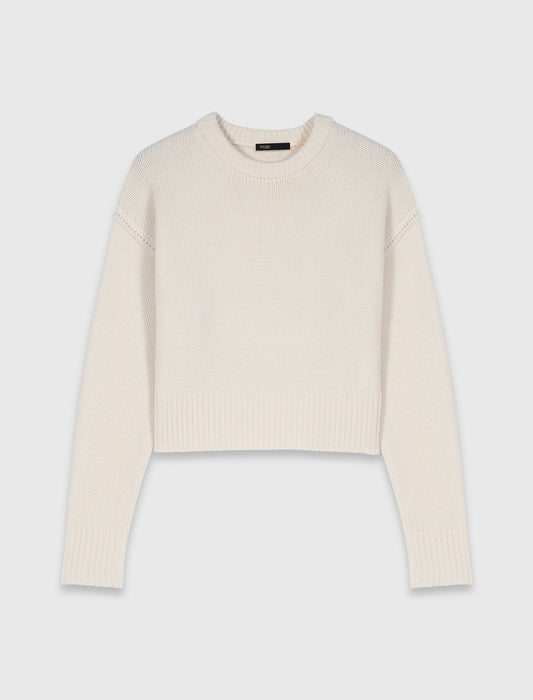 Jumper With Floral Brooch ECRU