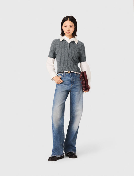 Removable Beaded Collar Jumper GREY