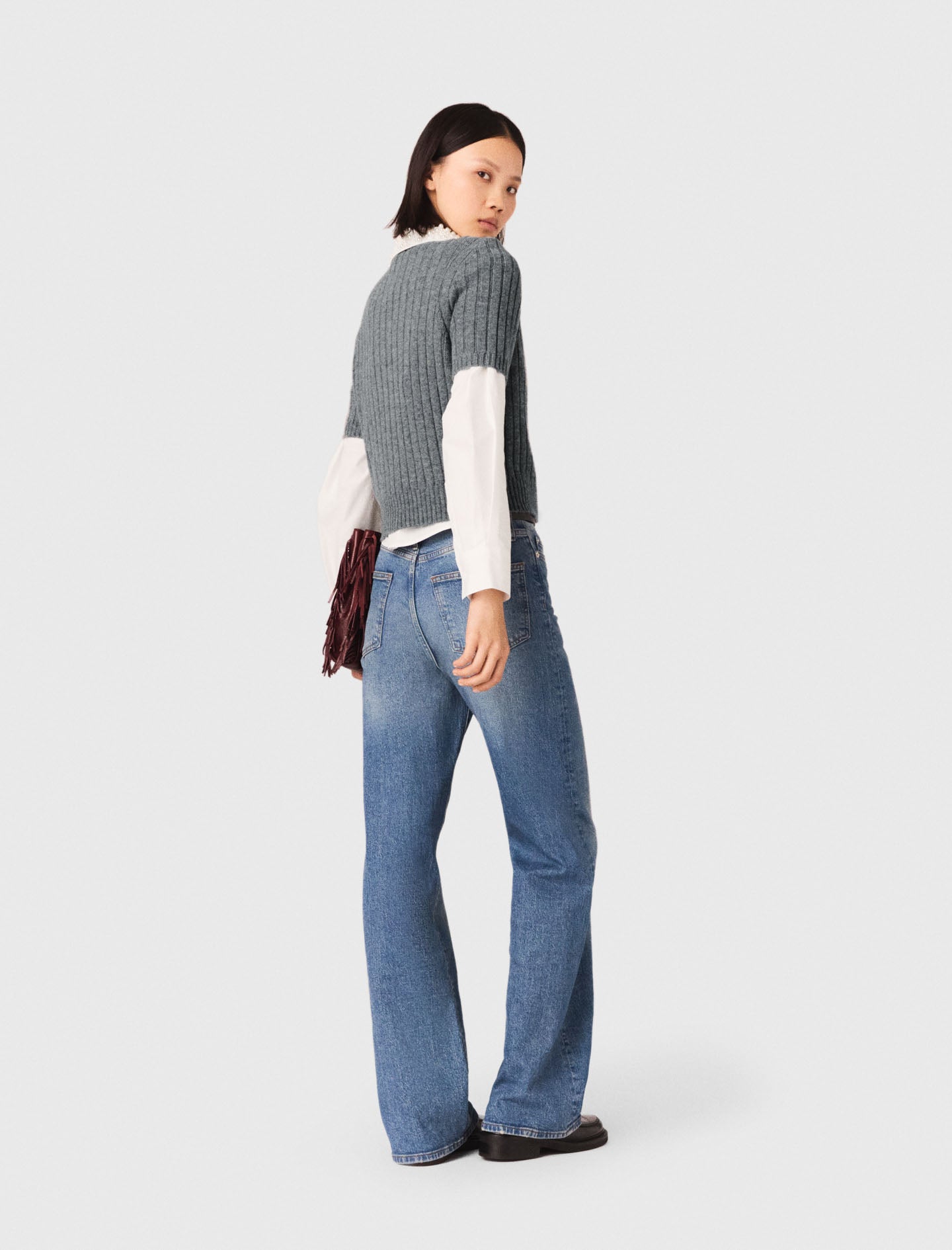 Removable Beaded Collar Jumper GREY