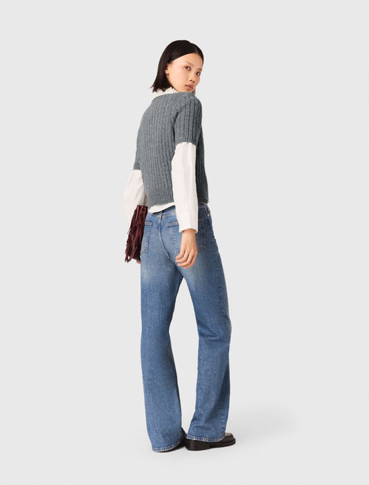 Removable Beaded Collar Jumper GREY