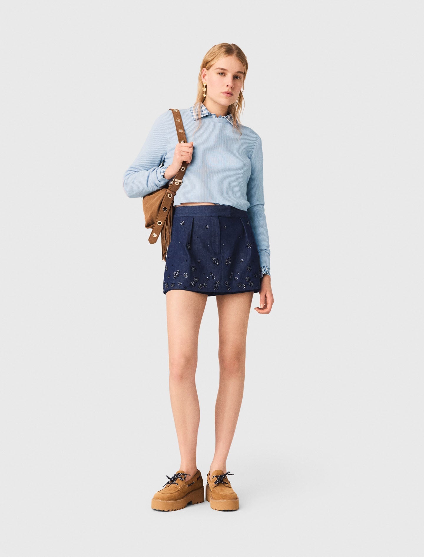 Jewel-Button Back Jumper BLUE SKY