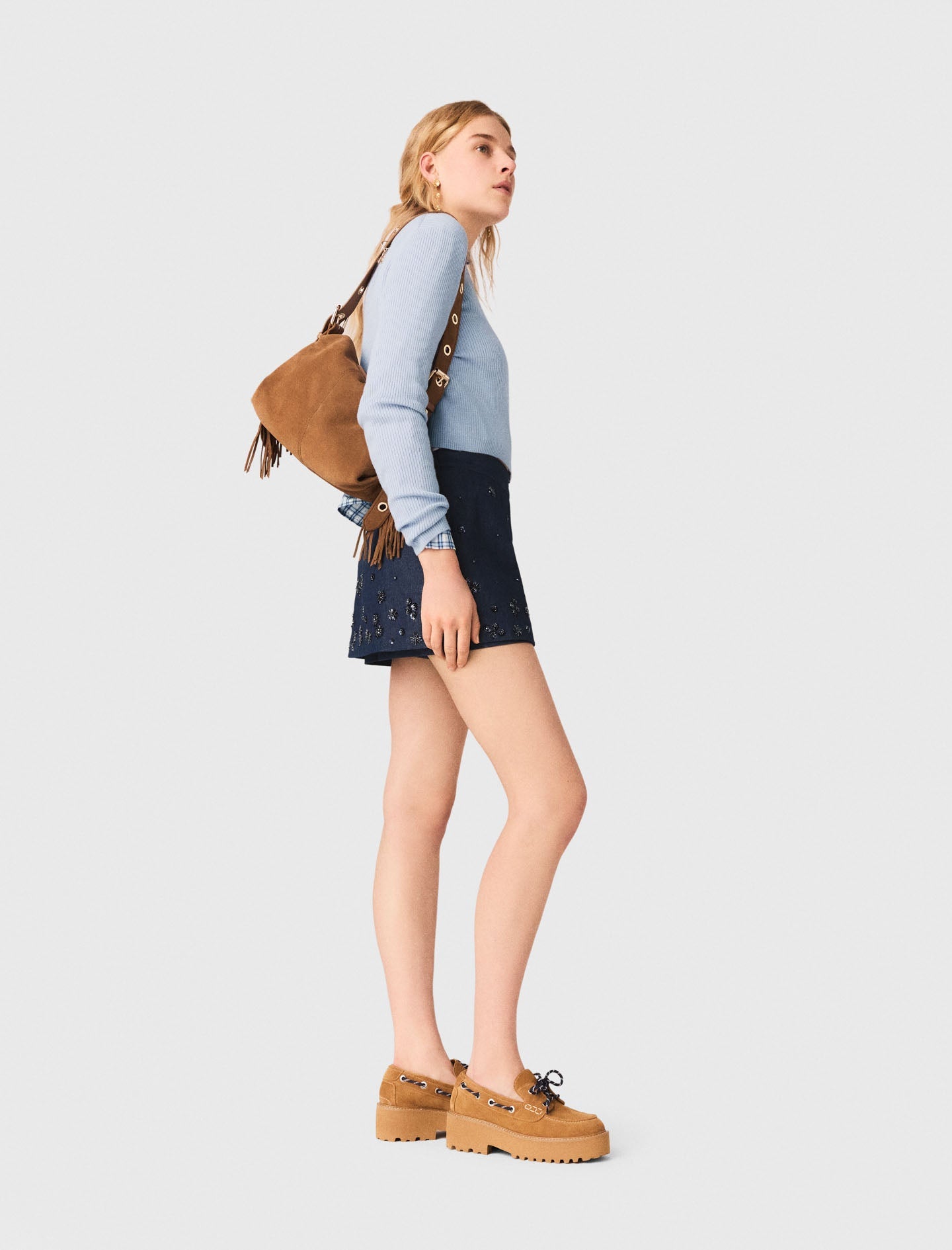 Jewel-Button Back Jumper BLUE SKY