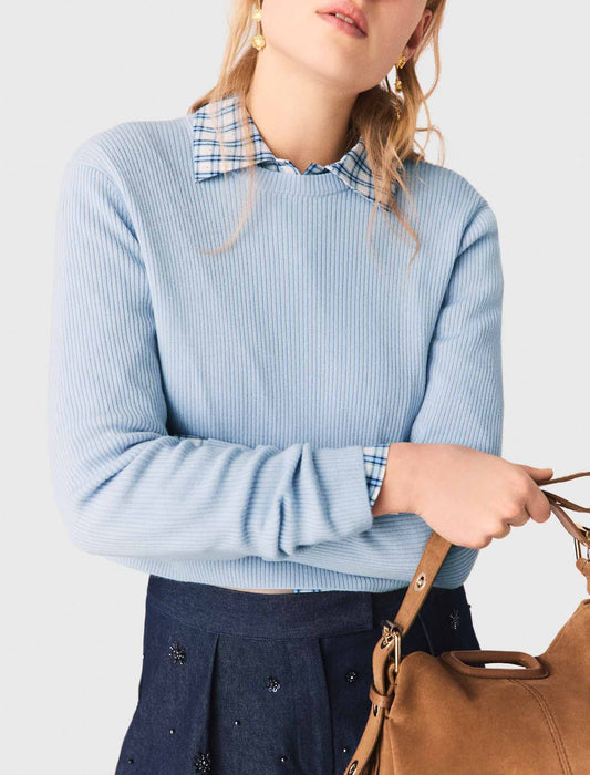 Jewel-Button Back Jumper BLUE SKY