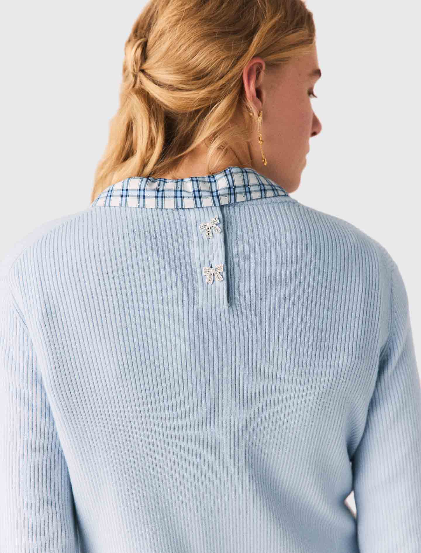 Jewel-Button Back Jumper BLUE SKY