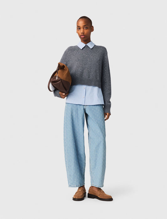 Removable Rhinestone Trim Jumper GREY