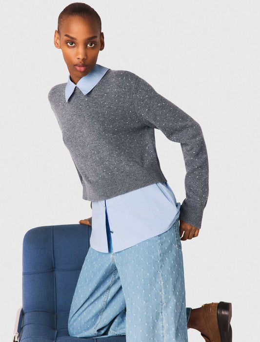 Removable Rhinestone Trim Jumper GREY