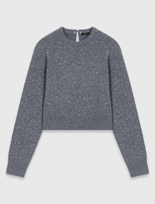 Removable Rhinestone Trim Jumper GREY