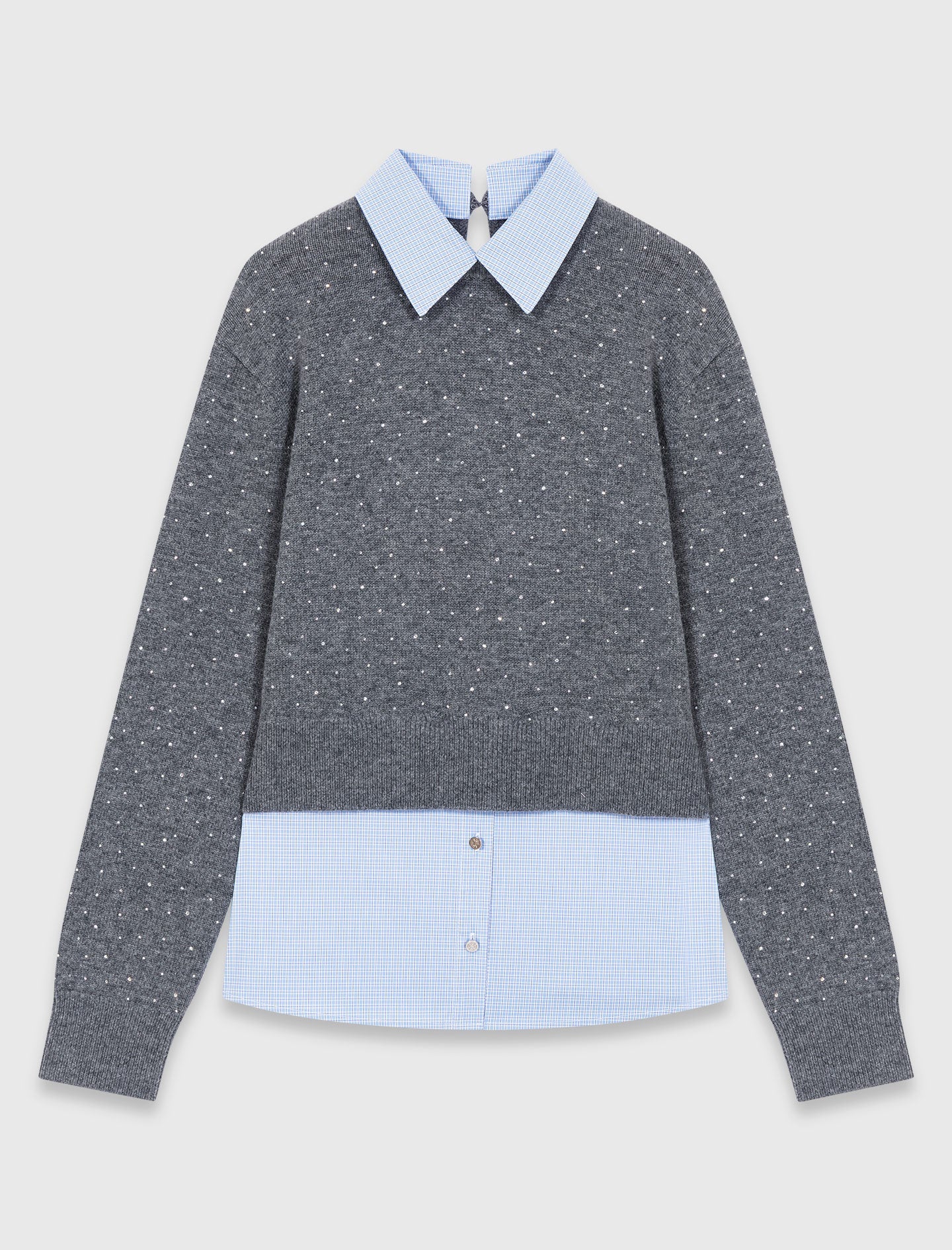 Removable Rhinestone Trim Jumper GREY