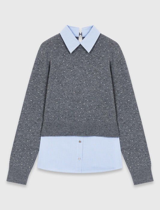 Removable Rhinestone Trim Jumper GREY