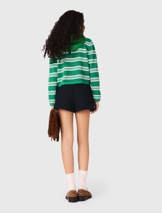 Cropped Striped Polo Jumper GREEN